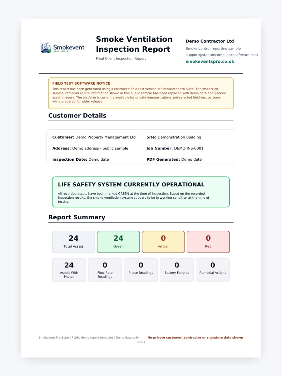 Smokevent public demo inspection report cover